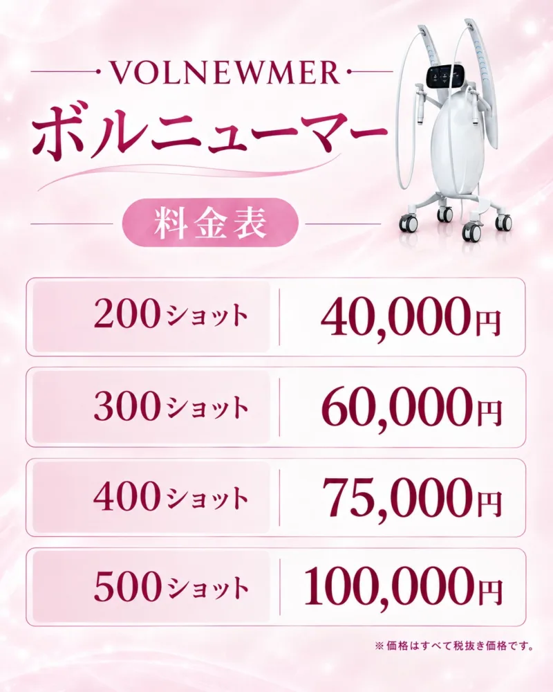 ボルニューマーの料金表